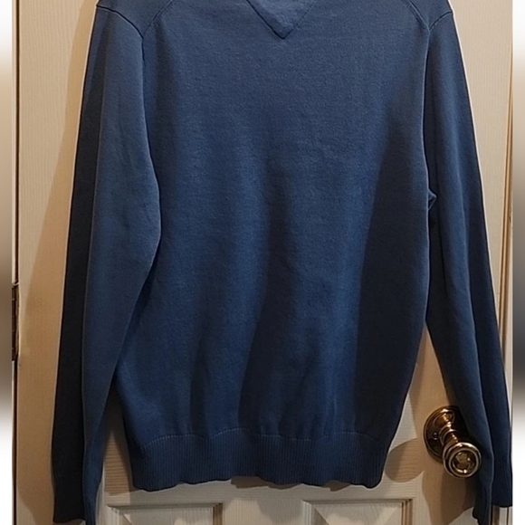 Tommy Hilfiger Men's Size Medium Pullover Sweater Vneck Classic Knit Logo Teal - Picture 5 of 5